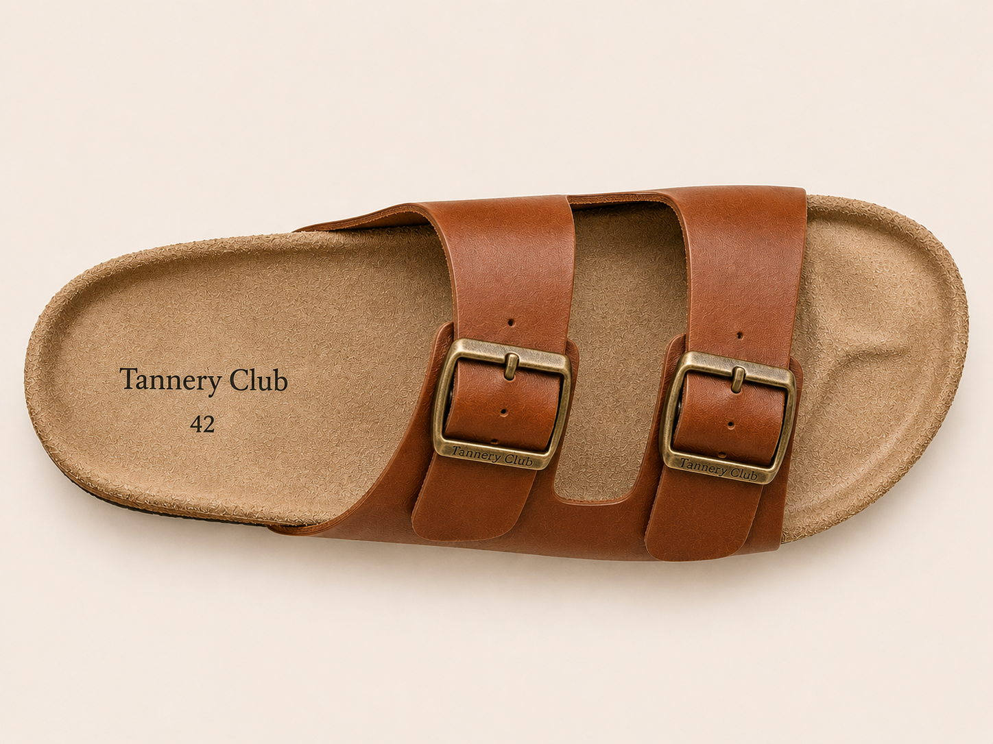 Double-Strap Leather Sandal - Cognac Brown - Image 2