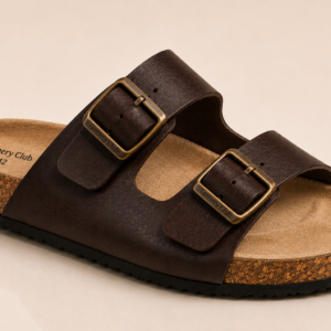Double-Strap Leather Sandal - Espresso Brown